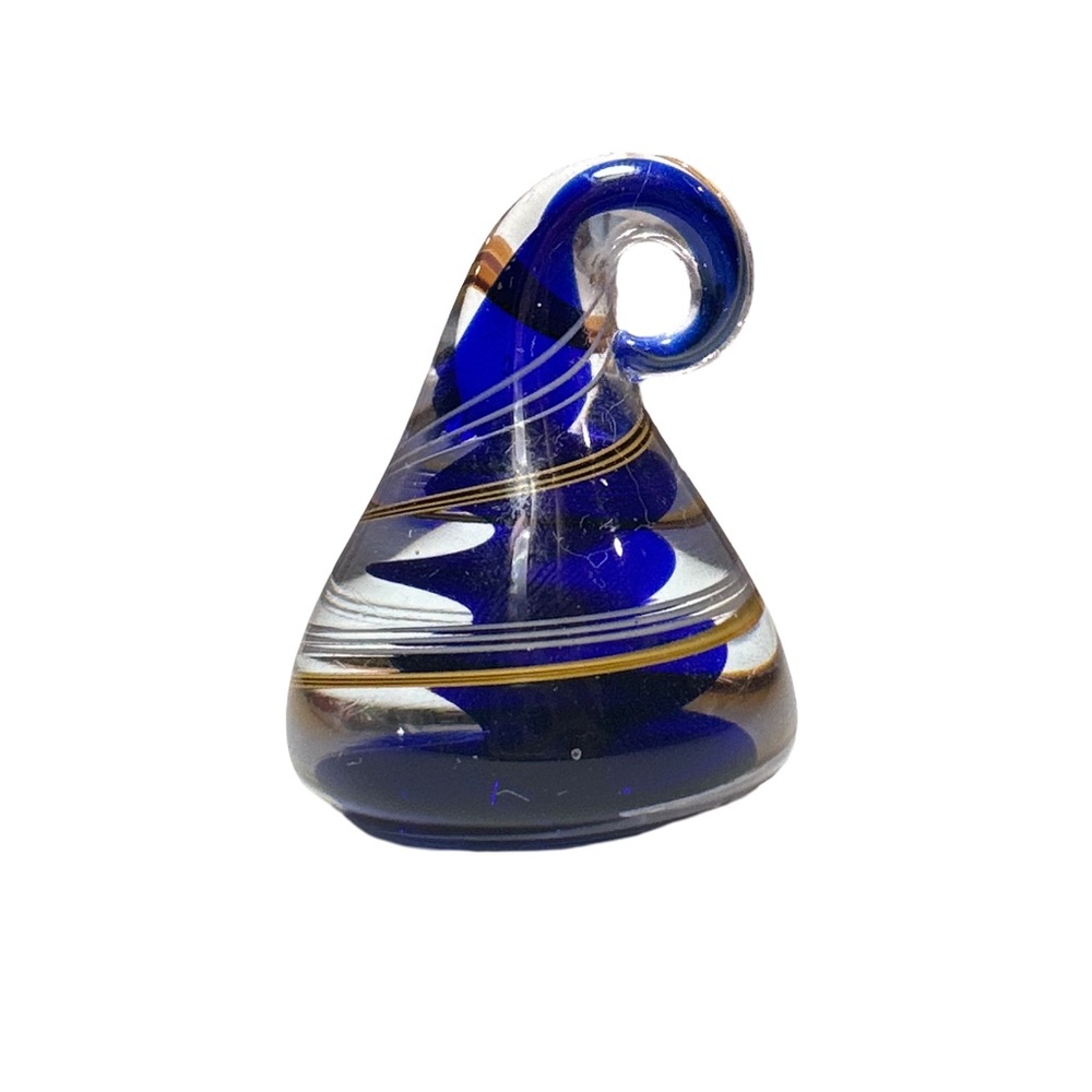 Murano Glass Ornament Blue Gold White Swirl Art Sculpture